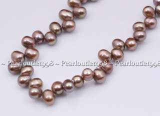   7MM CHOCOLATE COLOR TEARDROP CULTURED FRESHWATER PEARL NECKLACE