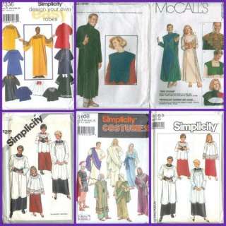 OOP Church Choir Robe Costume Sewing Pattern Unisex McCalls Simplicity 