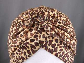 Tan Brown Black cheetah leopard big cat print Hair wrap Turban head 