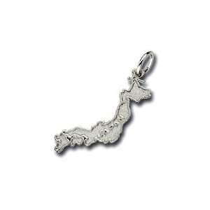  Rembrandt Charms Map of Japan Charm, 14K White Gold 