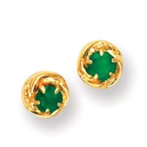  14k Gold Emerald Wreath Post Earrings Jewelry