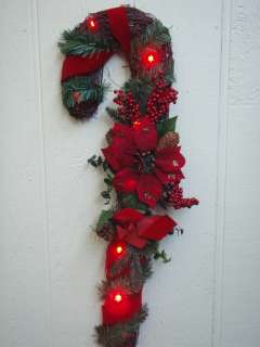 BIG Christmas Poinsettia Lighted Candy Cane Detailed Home Wall 