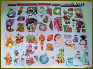 Christmas Window Clings Decoration 6 Piece #684 NEW  