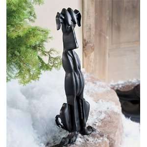  Cast Iron Garden Dog Statue with Chocolate Tone Finish 