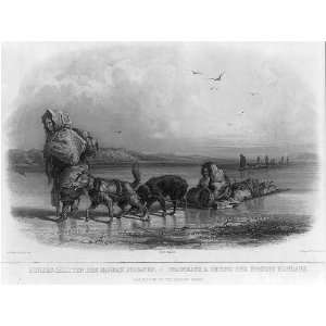  Dog Sledges of the Mandan Indians,Crossing ice,German 