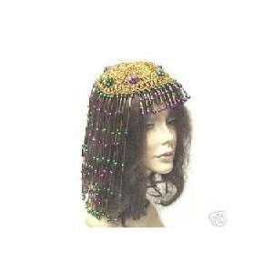    Gold Metallic Beaded Mardi Gras Cleopatra Costume Wig Toys & Games
