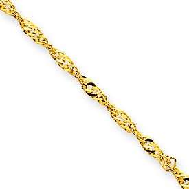 New 10K Gold 1.10mm Singapore 7 Chain Bracelet  