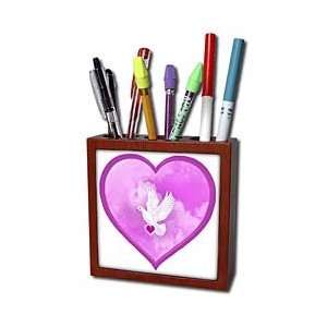   heart, pink cloudy sky   Tile Pen Holders 5 inch tile pen holder