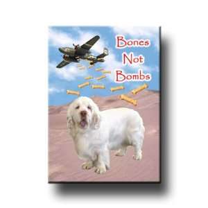 Clumber Spaniel Bones Not Bombs Peace Fridge Magnet