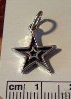 Sterling Silver 5 Point Dallas Cowboy Double Star Charm  