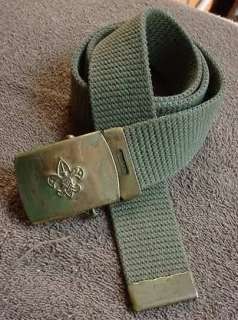 Old Boy Scout BSA Web Belt & Brass Buckle 28 Waist  