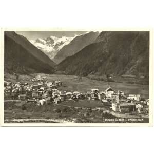  1940s Vintage Postcard Panoramic View of Cogne Italy 
