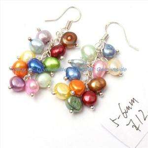 5mm   6mm mixed fresh color fresh water pearl earings sterling silver 