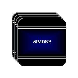   Name Gift   SIMONE Set of 4 Mini Mousepad Coasters (black design