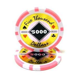 25)14 Gram Black Diamond Laser Graphic Poker Chips $5000  