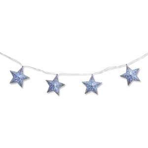  Silver Star Garland with White Lights   16 Foot