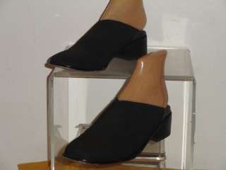   Black Fabric Mules Slide On Clog Heels Shoe Shoes Size 8 M  
