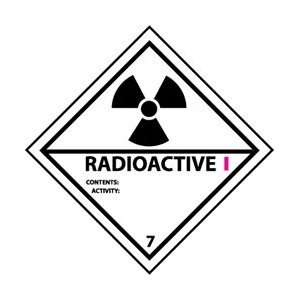 DL25AL   DOT ShippingLabels, Radioactive I, 4 x 4, Pressure 
