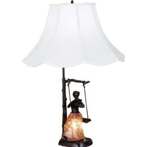 Meyda Tiffany 24169 Silhouette Lady on Swing   Two Light Accent Lamp 