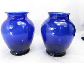 Vintage Cobalt Blue Glass Ginger Vases  
