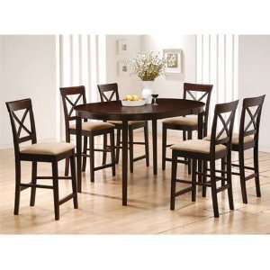  Rich Cappuccino 7 Piece Oval Counter Height Table Set with 