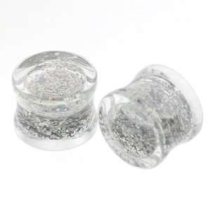   Aquarium Plugs with AB Glitter Inside   00G   Sold as a Pair Jewelry