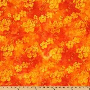   Tropic Flower Orange/Yellow Fabric By The Yard Arts, Crafts & Sewing