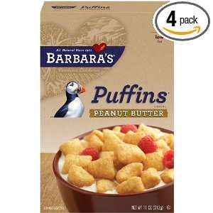 Barbaras Bakery Peanut Butter Puffins Cereal, 11 Ounce Boxes (Pack of 