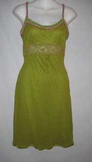 Sexy Betsey Johnson Green Slip Dress w Sheer Midriff Sm  