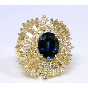  1980 Ballerina 3.12 Ct Diamond Ring with Blue 3.5 Ct 