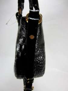 NEW BRAHMIN Black Collette MELBOURNE Croco Embossed Leather TOTE BAG $ 