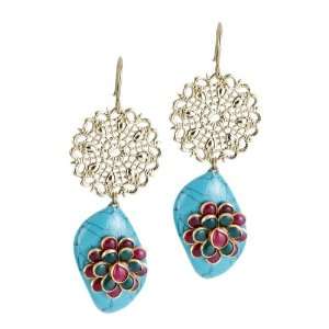   Earrings with Turquoise Stones and Pachi Work   SHJ 