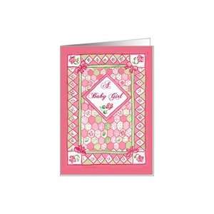  Congratulations New Baby Girl Quilt Card Health 