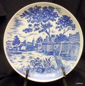 Vintage Plate Blue and White Village Scene Japan 9.25  