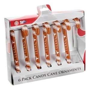  Texas Longhorns Candy Cane Ornaments   Set of 6