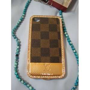  Luxury Designer LV Damier Checker Sparkling Back iPhone 4 