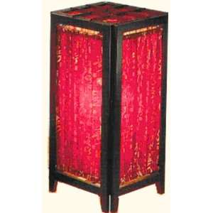  18H .Red Shanghai Fabric oriental lamp