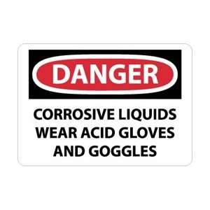 D494RB   Danger, Corrosive Liquids Wear Acid Gloves and Goggles, 10 X 