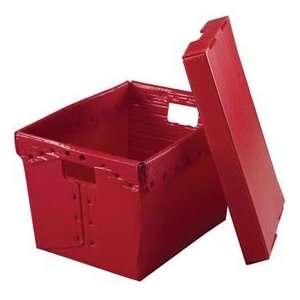  Corrugated Plastic Tote With Lid 18 1/2x13 1/4x12 Red 