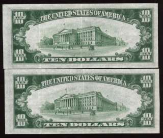 CONSECUTIVELY NUMBERED PAIR 1934A NORTH AFRICA $10 NOTES  