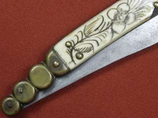 Antique 19 Century Spanish Spain Toledo NAVAJA Folding Ox Bone Knife 