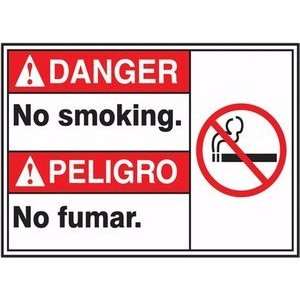 DANGER DANGER NO SMOKING (BILINGUAL SPANISH) Sign   10 x 14 Adhesive 