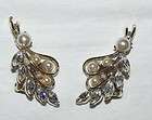 Vintage Signed Pennino Pearls Rhinestones Earrings  