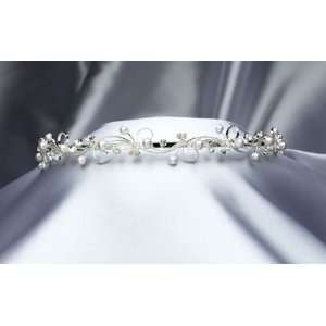  Silver Scroll and Pearl Bridal Headpiece   2702 
