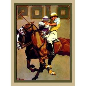 Polo Horse Sport Horseback Player 18 X 24 Image Size Vintage Poster 
