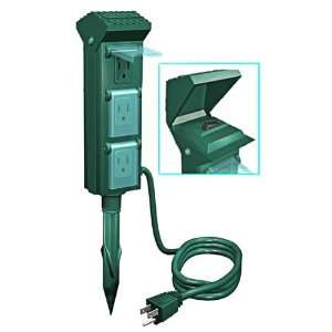  Outdoor Christmas Light Power Stake   6 Grounded Outlets 
