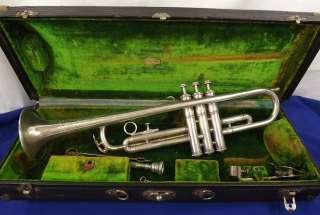 1924 FRANK HOLTON TRUMPET CORONET #87588 WITH CASE AND SHEET MUSIC 