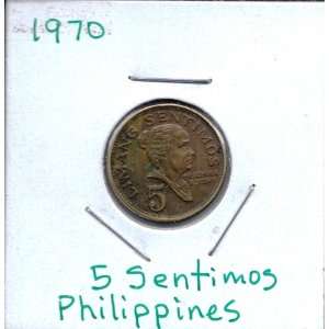  1970 Philippines 5 Sentimos Coin 