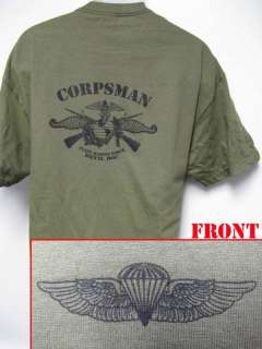 USMC T SHIRT/ CORPSMAN/ DEVIL DOC/ USMC GOLD WINGS  