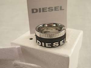 Diesel Silver Gents Ring w/ corrugated stainless steel  